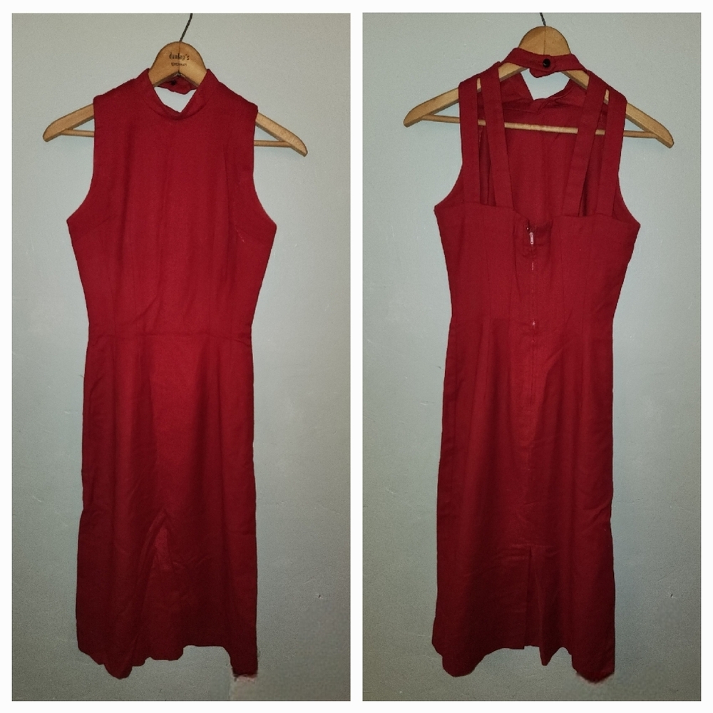 Vintage 1950's 1960's Red Sleeveless Dress by Johnathan Logan
